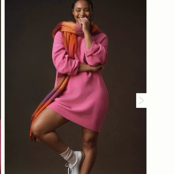 Daily Practice by Anthropologie Long-Sleeve Mini Jumper Sweater Dress Pink Sz XS - Picture 3 of 9